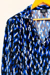 Blouse fluide noire et bleue à imprimé abstrait* seconde main - Jones New York- La Penderie du Paradis
