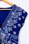 Haut cache-cœur bleu à motif paisley seconde main - SWS Streetwear Society- La Penderie du Paradis