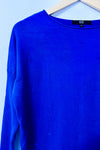 Chandail en tricot indigo texturé seconde main - Bedo- La Penderie du Paradis