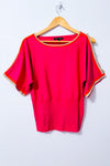 Haut rose fuchsia en tricot à manches amples seconde main - Cable & Gauge- La Penderie du Paradis