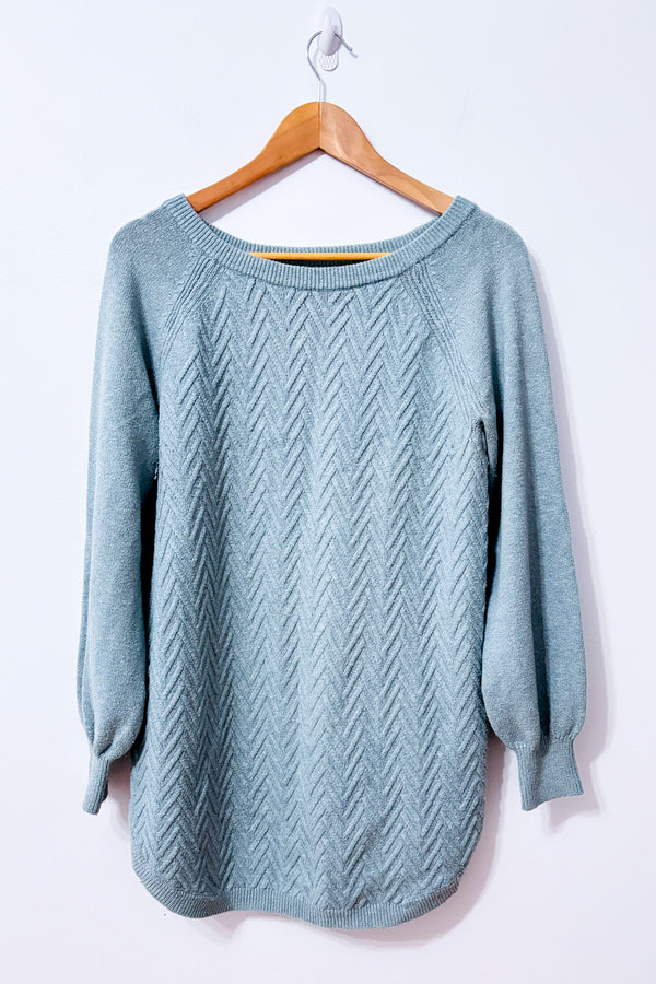 Chandail Reitmans bleu eau en tricot à torsades