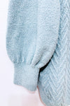 Chandail bleu eau en tricot à torsades seconde main - Reitmans- La Penderie du Paradis