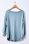 Chandail bleu eau en tricot à torsades seconde main - Reitmans- La Penderie du Paradis