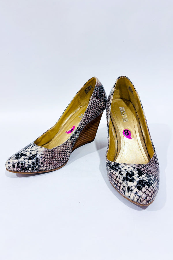 Chaussures beige et noir motif serpent (8.5)-Kenneth Cole Reaction-La Penderie du Paradis đ