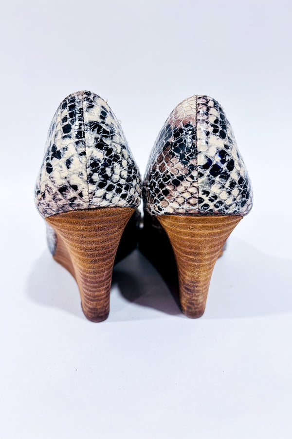 Chaussures beige et noir motif serpent (8.5)-Kenneth Cole Reaction-La Penderie du Paradis đ