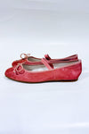 Chaussures ballerine rose en velours avec bride* seconde main - Oasis Society- La Penderie du Paradis