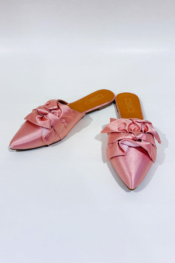 Mules satinées roses à nœud pointu seconde main - Yoki- La Penderie du Paradis