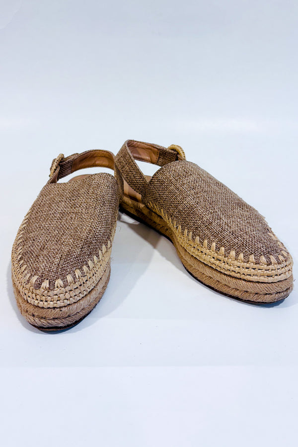 Sandales espadrilles slingback beige en jute seconde main - Zara- La Penderie du Paradis