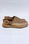 Sandales espadrilles slingback beige en jute seconde main - Zara- La Penderie du Paradis