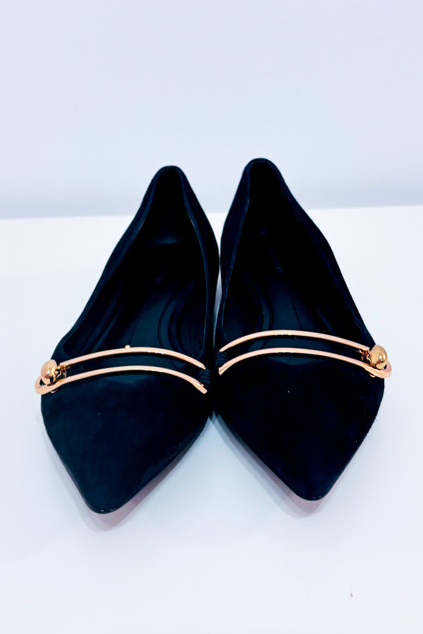Ballerines noires en suède à détail doré* seconde main - Stella Luna- La Penderie du Paradis