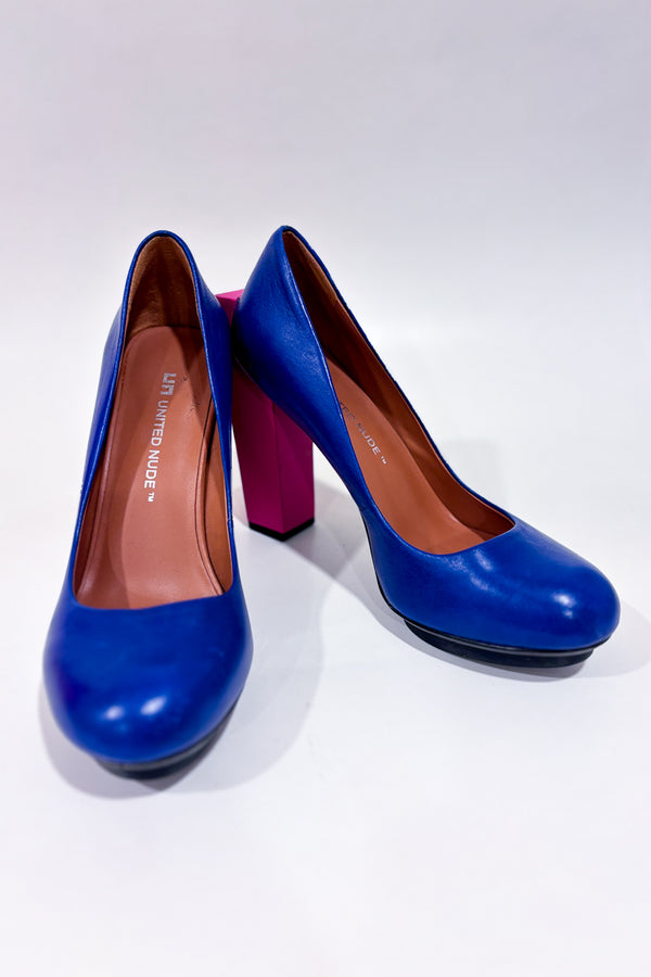 Chaussures bleues avec talon rose (6.5)-United Nude-La Penderie du Paradis 🕊