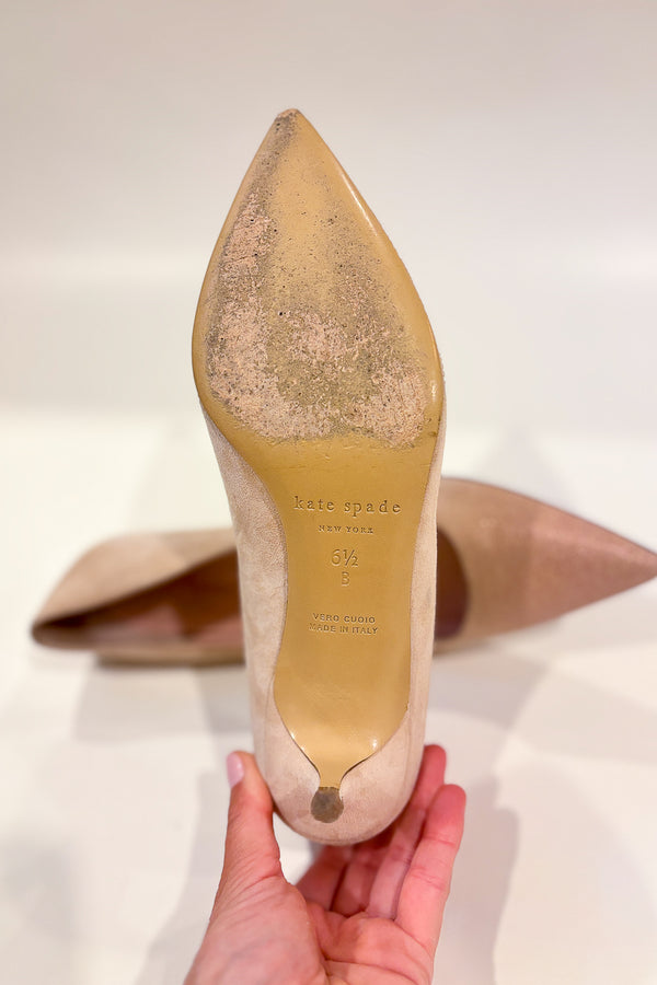 Chaussures Melanie rose pâle en suède avec paillettes (6.5) - Kate Spade - La Penderie du Paradis ?