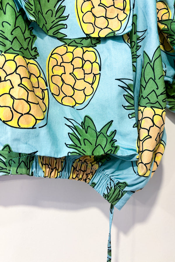XX_Chemise ample crop top bleue avec ananas (m) seconde main Autres