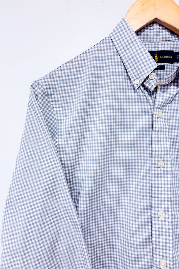 Chemise grise à carreaux slim fit (m) - Homme-Ralph Lauren-La Penderie du Paradis 🕊