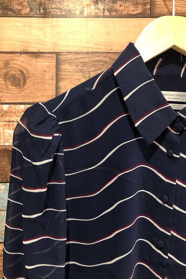 Chemise marine fluide valse de motifs (m) seconde main Simons