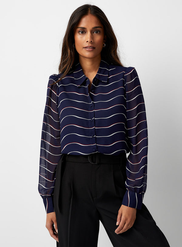 Chemise marine fluide valse de motifs (m) seconde main Simons