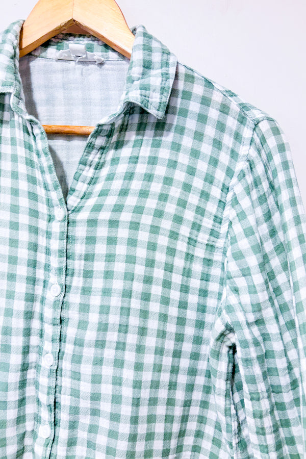 Chemise verte à carreaux à nouer (m)-beachlunchlounge-La Penderie du Paradis 🕊