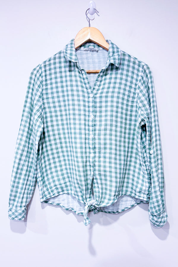 Chemise verte à carreaux à nouer (m)-beachlunchlounge-La Penderie du Paradis 🕊