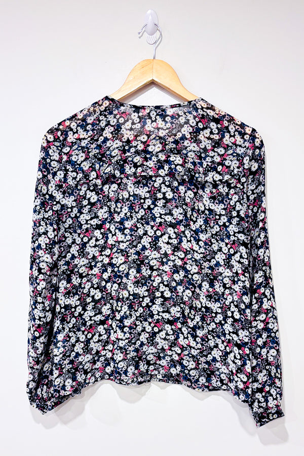 Blouse transparente noire fleurie (s)-Reitmans-La Penderie du Paradis 🕊