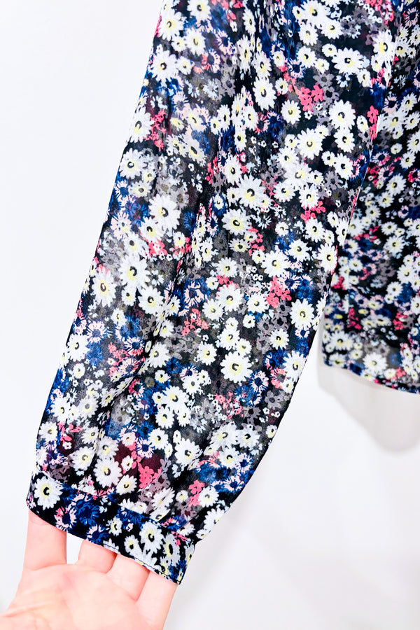 Blouse transparente noire fleurie (s)-Reitmans-La Penderie du Paradis 🕊