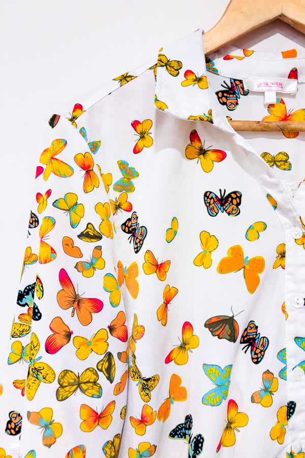Chemise blanche légère avec papillons (l)-Grenier-La Penderie du Paradis 🕊