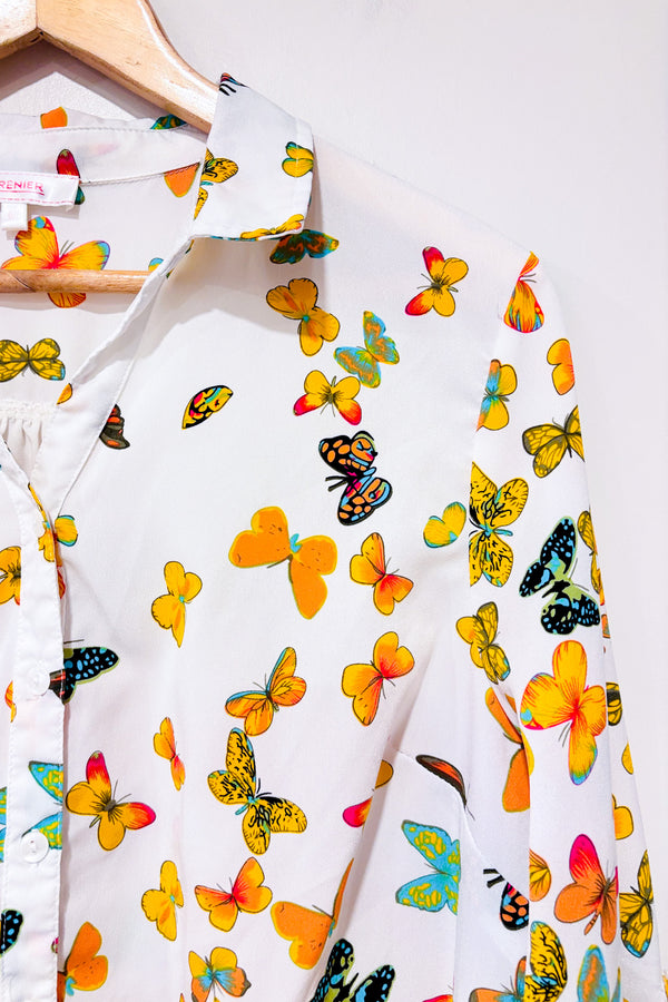 Chemise blanche légère avec papillons (l)-Grenier-La Penderie du Paradis 🕊