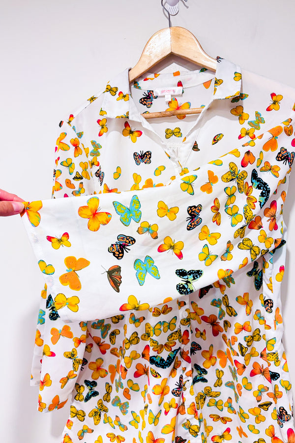 Chemise blanche légère avec papillons (l)-Grenier-La Penderie du Paradis 🕊