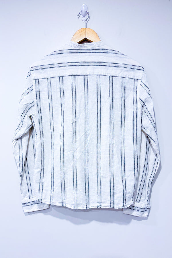 Blouse beige et grise rayée en lin (l) - Enfant-Zara-La Penderie du Paradis 🕊