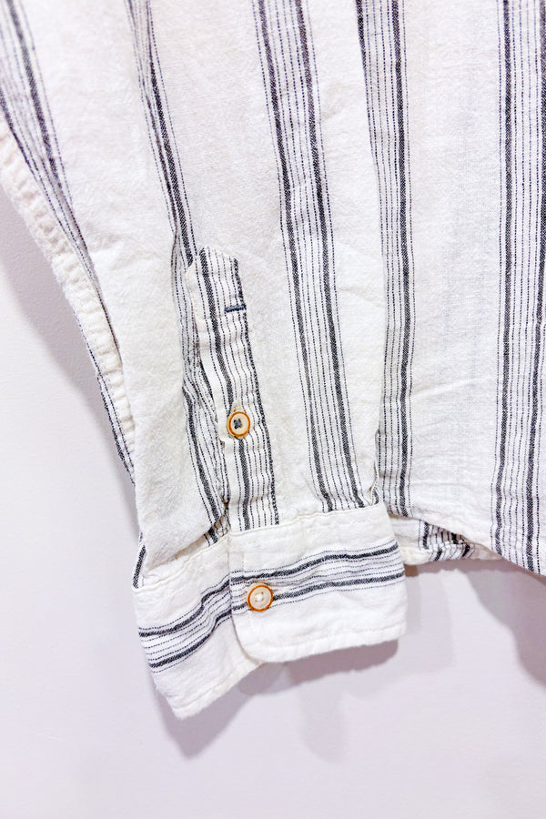 Blouse beige et grise rayée en lin (l) - Enfant-Zara-La Penderie du Paradis 🕊