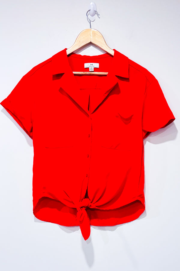 YY_Chemise rouge à nouer (m)-H by Halston-La Penderie du Paradis 🕊