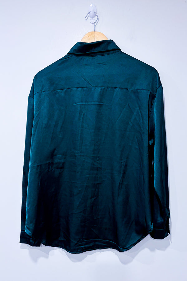Chemise satinée vert forêt (s)-SHEIN-La Penderie du Paradis 🕊