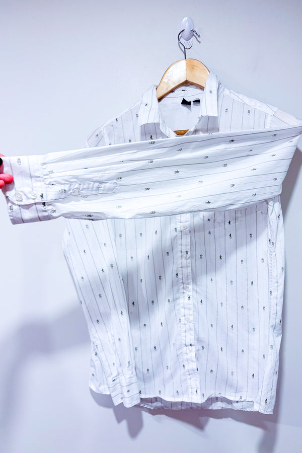 Chemise blanche rayée avec cactus (m)-Simons-La Penderie du Paradis 🕊
