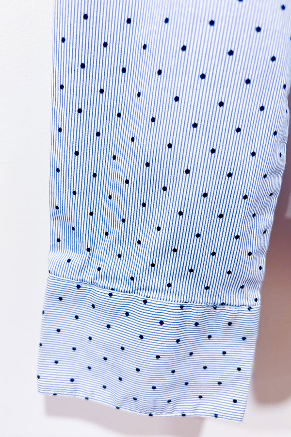 YY_Chemise ajustée bleue rayée à pois (m)-H&M-La Penderie du Paradis 🕊