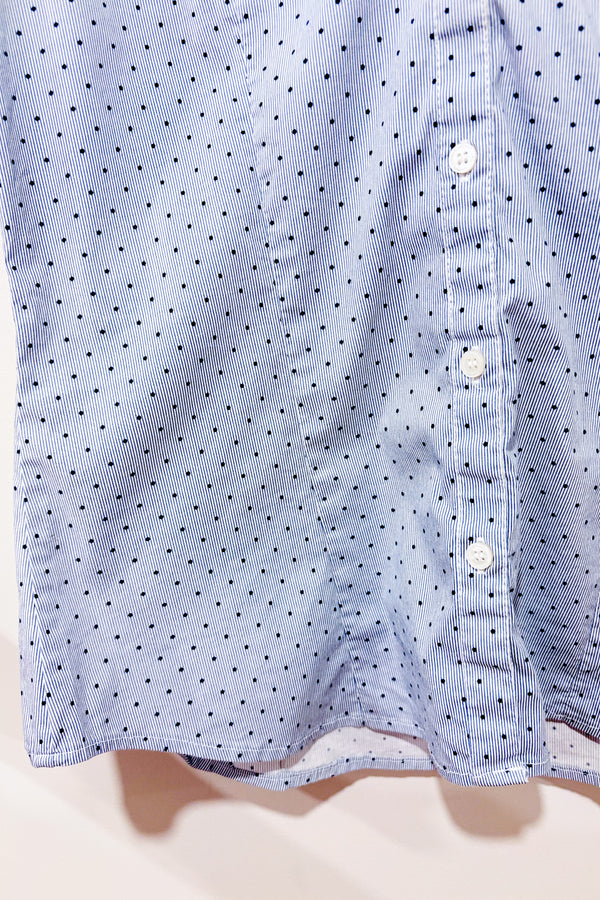 YY_Chemise ajustée bleue rayée à pois (m)-H&M-La Penderie du Paradis 🕊