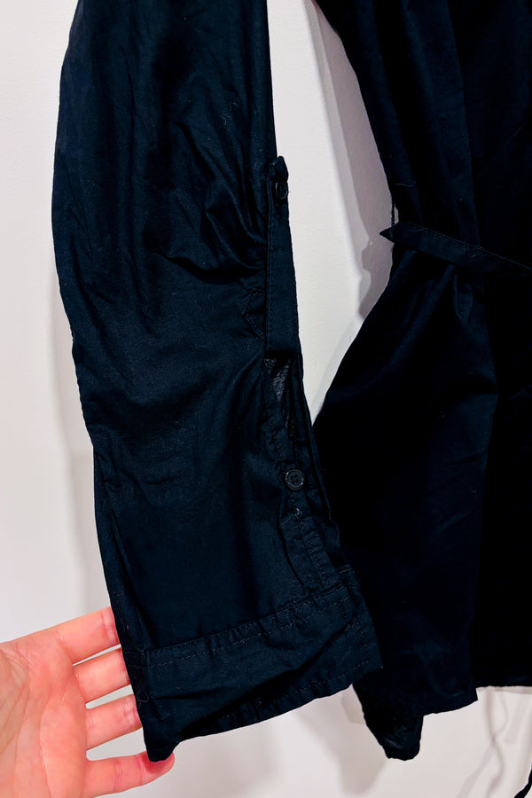 Chemisier noir en coton à nouer (l)-Alfred Sung-La Penderie du Paradis 🕊