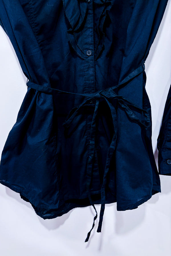 Chemisier noir en coton à nouer (l)-Alfred Sung-La Penderie du Paradis 🕊