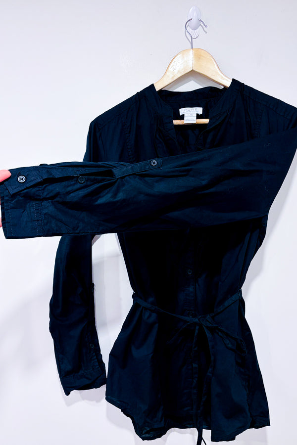 Chemisier noir en coton à nouer (l)-Alfred Sung-La Penderie du Paradis 🕊