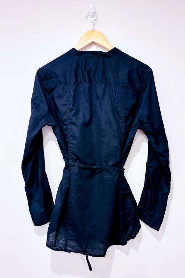 Chemisier noir en coton à nouer (l)-Alfred Sung-La Penderie du Paradis 🕊