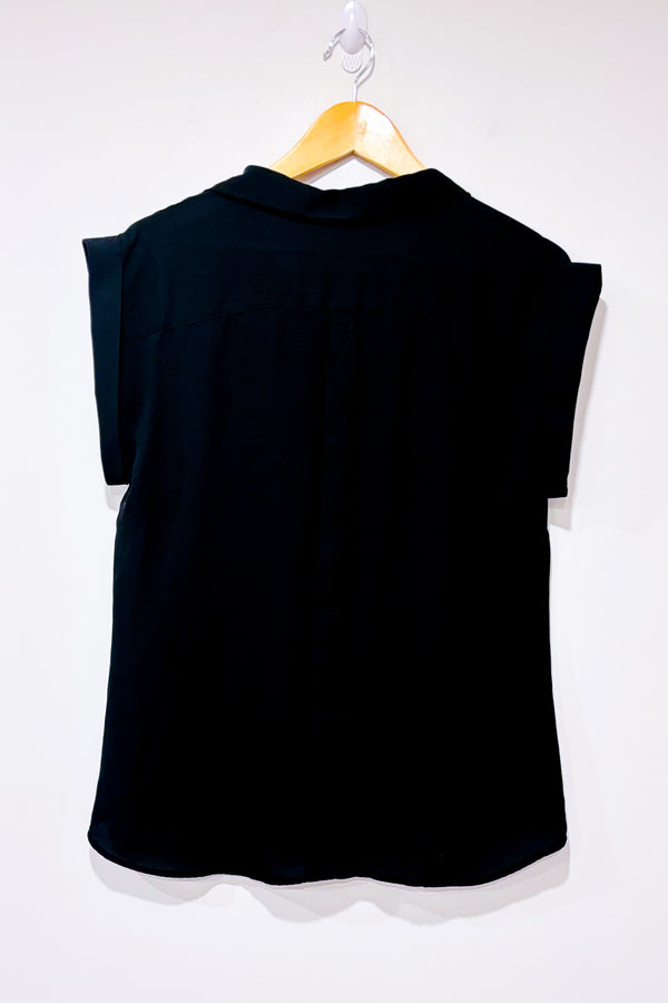 Chemisier noir à manches courtes (l)-The Limited-La Penderie du Paradis 🕊