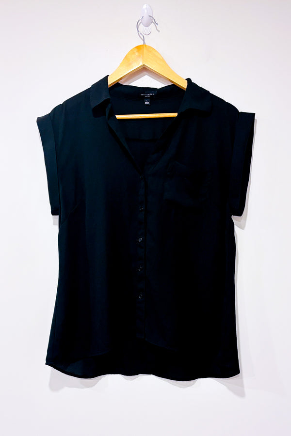 Chemisier noir à manches courtes (l)-The Limited-La Penderie du Paradis 🕊