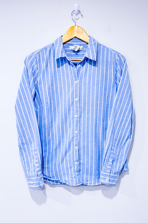 Chemise bleue et blanche rayée en coton seconde main - H&M- La Penderie du Paradis