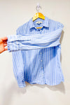 Chemise bleue et blanche rayée en coton seconde main - H&M- La Penderie du Paradis