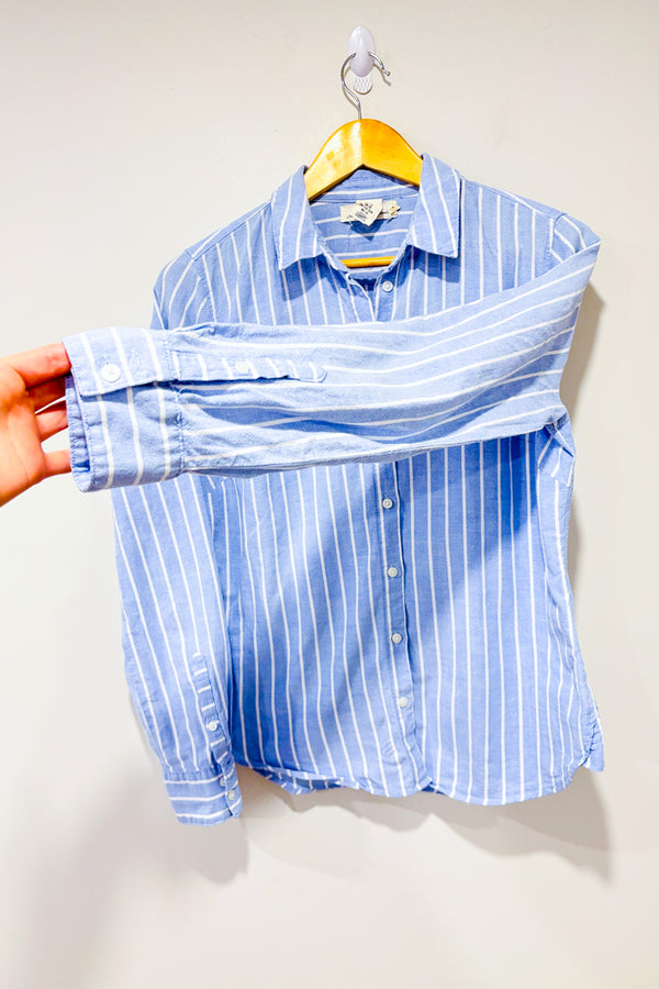 Chemise bleue et blanche rayée en coton seconde main - H&M- La Penderie du Paradis