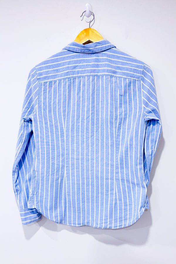Chemise bleue et blanche rayée en coton seconde main - H&M- La Penderie du Paradis