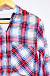 Chemise bleue et rouge à carreaux seconde main - Zara- La Penderie du Paradis