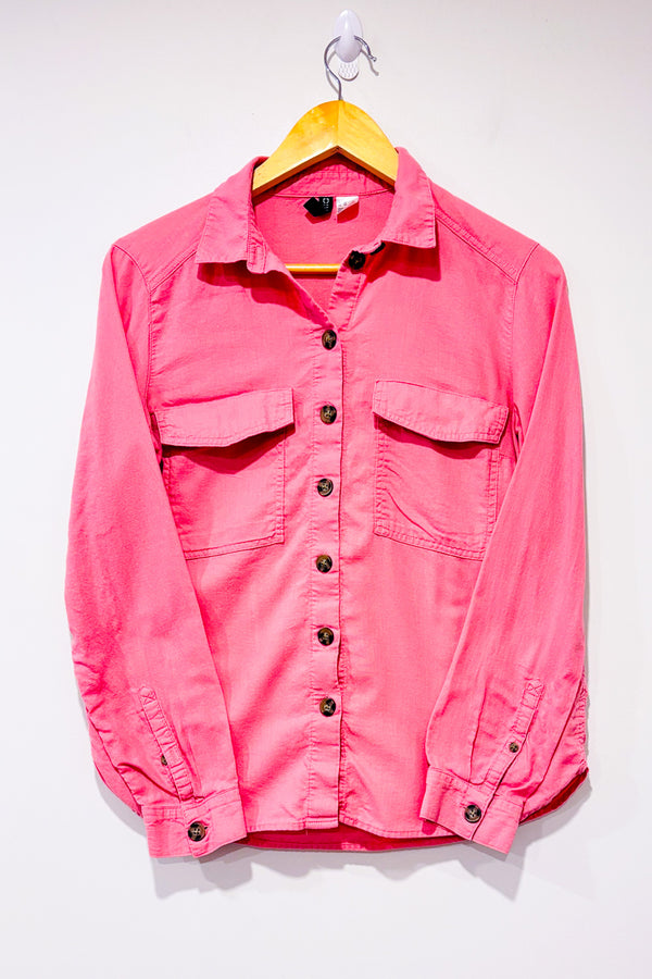 Chemise rose en coton seconde main - H&M- La Penderie du Paradis