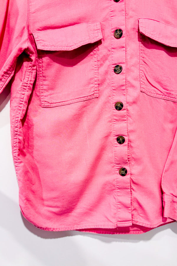 Chemise rose en coton seconde main - H&M- La Penderie du Paradis