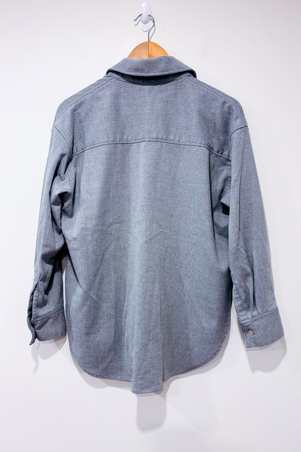 Chemise grise en flanelle oversized seconde main - H&M- La Penderie du Paradis