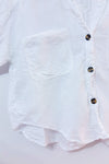 Chemise courte blanche en lin seconde main - Zara- La Penderie du Paradis