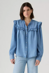 Chemise bleue à volants et col montant* seconde main - Levi's- La Penderie du Paradis